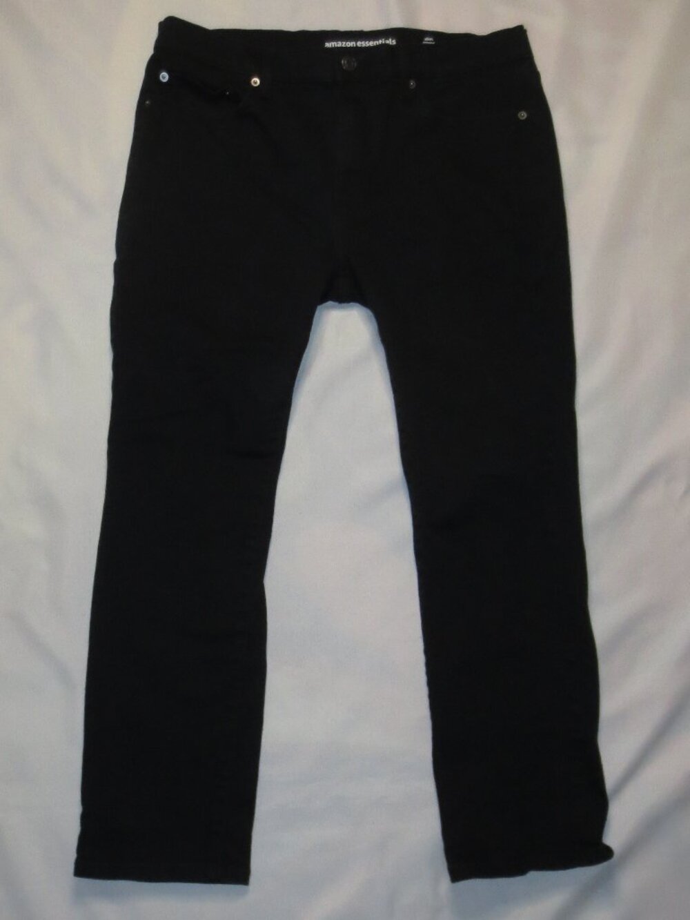 AMAZON ESSENTIALS mens JEANS black SLIM FIT denim WORK PANT SIZE 34X27